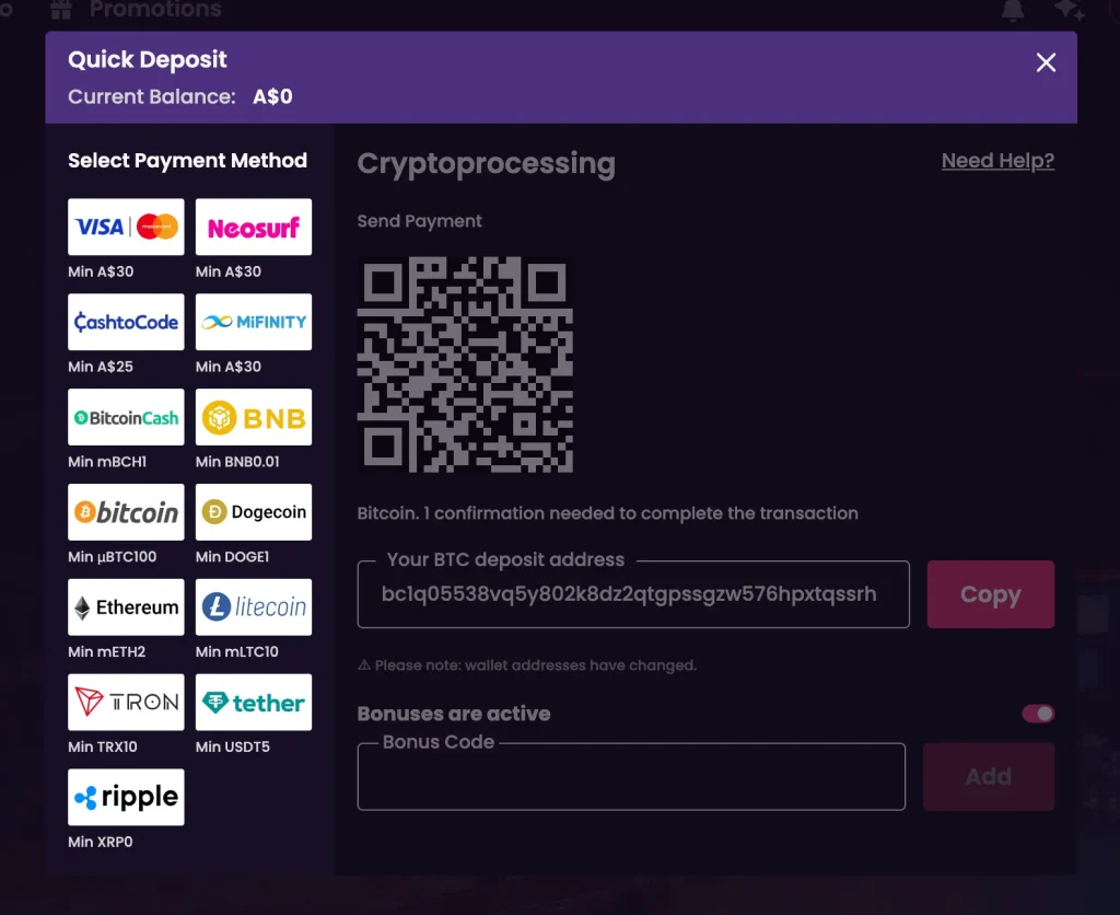 VegasNow Deposit